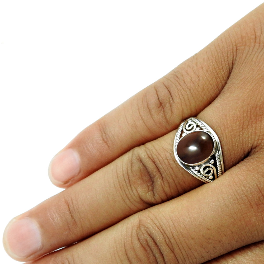 Natural Smoky Quartz Gemstone 925 Silver Cocktail Ring For Girls X12