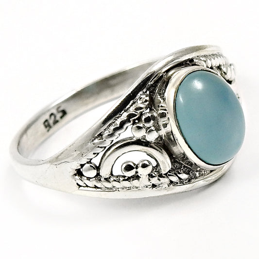 Gift For Her 925 Silver Natural Chalcedony Statement Bohemian Ring D24