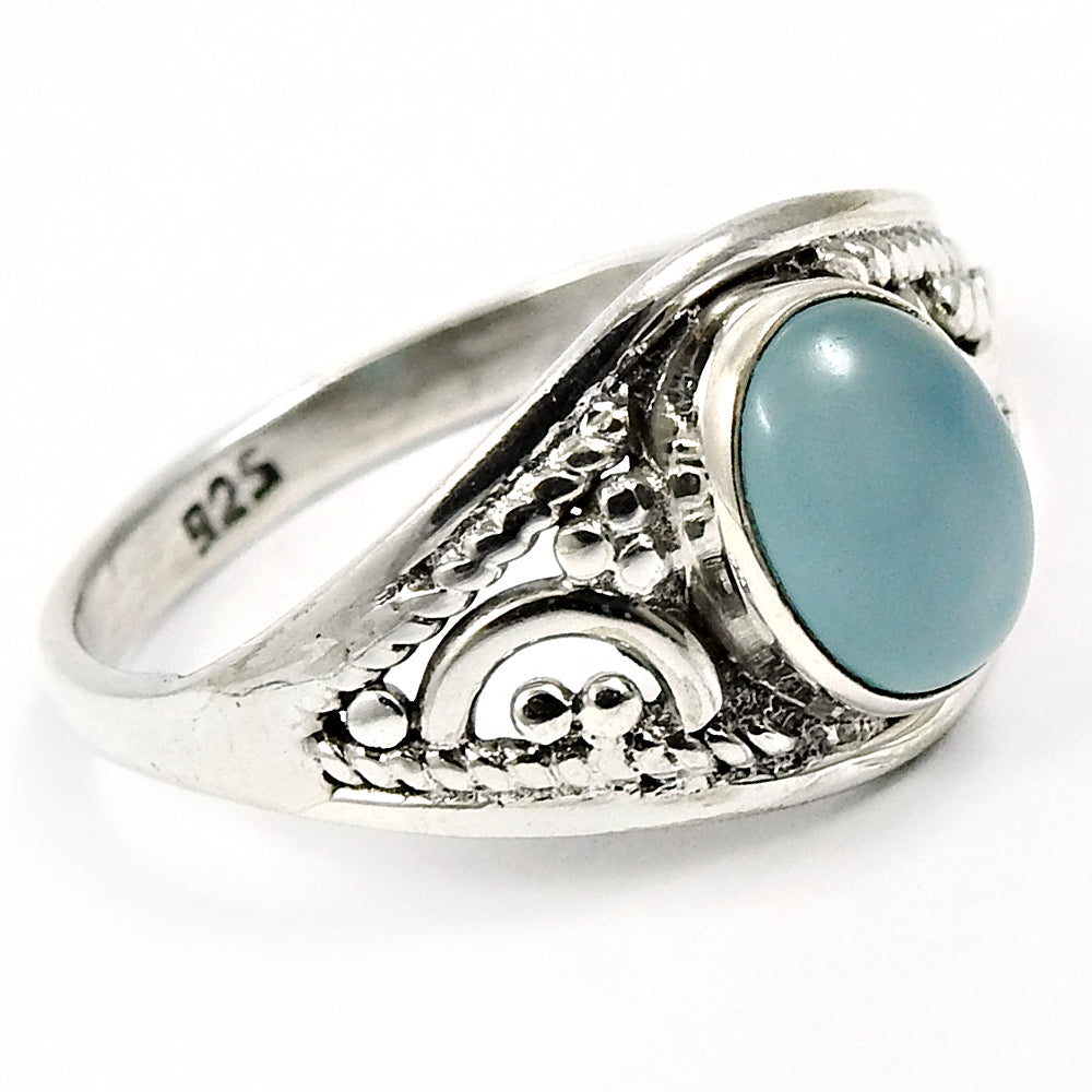 Gift For Her 925 Silver Natural Chalcedony Statement Bohemian Ring D24