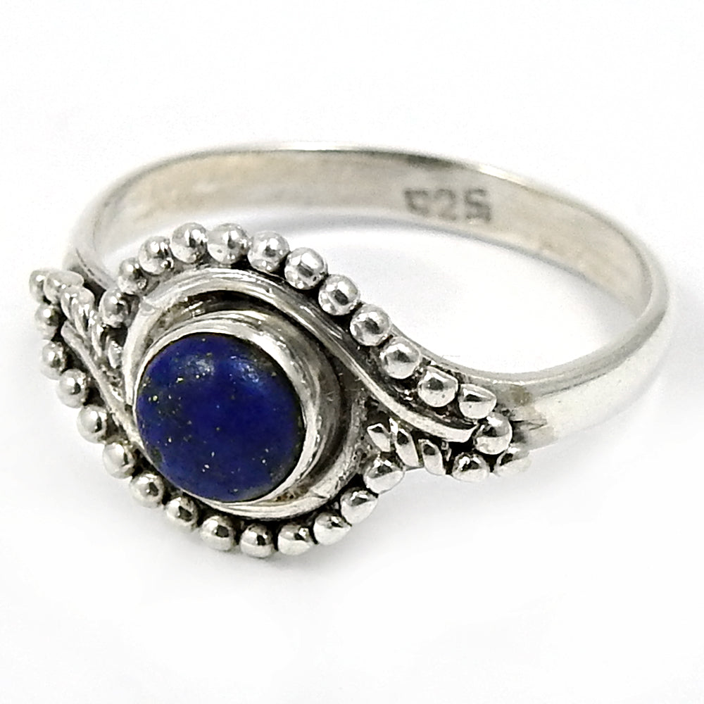 Gift For Woman 925 Silver Natural Lapis Lazuli Solitaire Ring A25