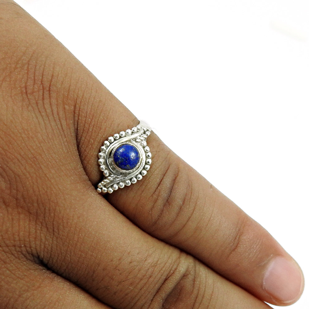 Gift For Woman 925 Silver Natural Lapis Lazuli Solitaire Ring A25