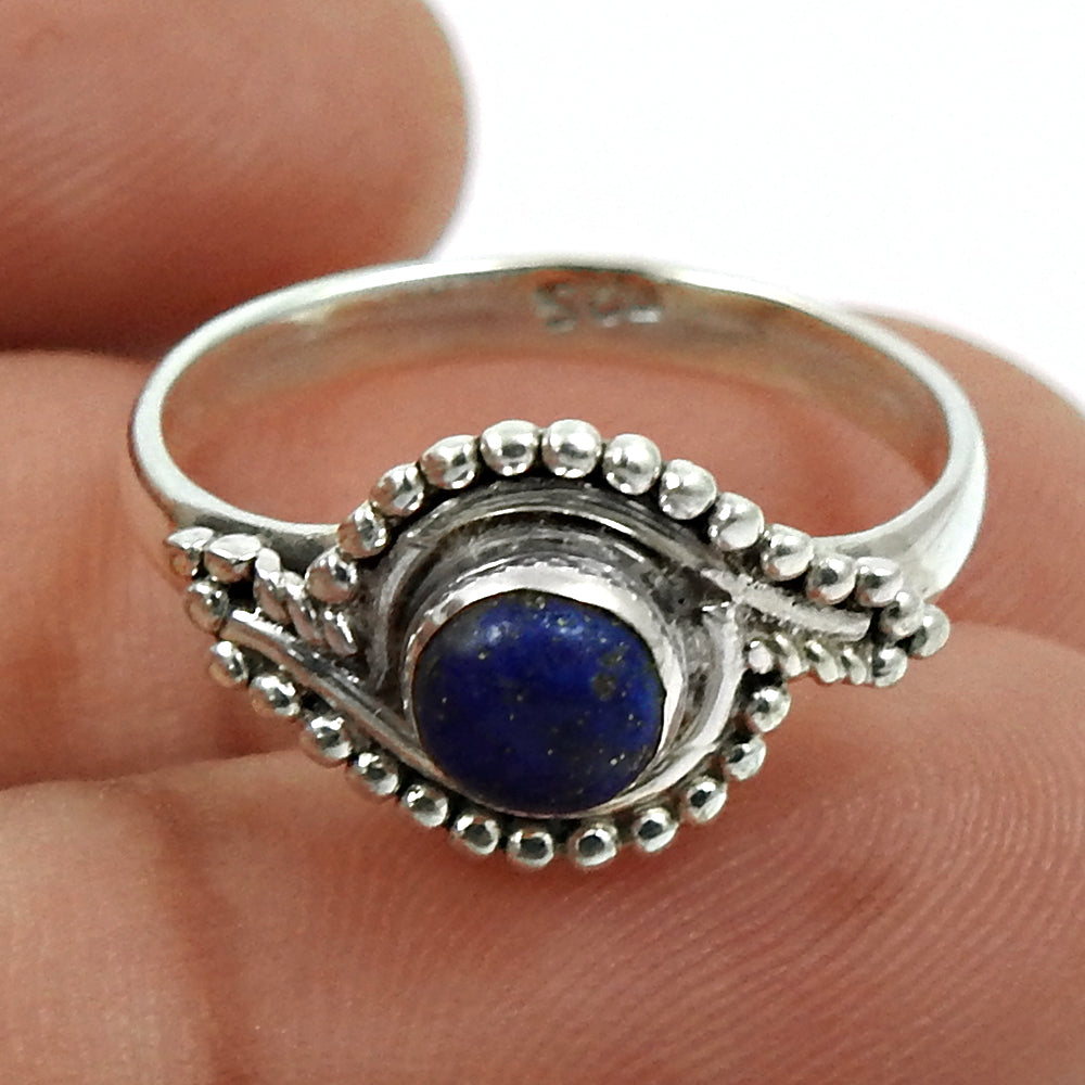 Gift For Woman 925 Silver Natural Lapis Lazuli Solitaire Ring A25