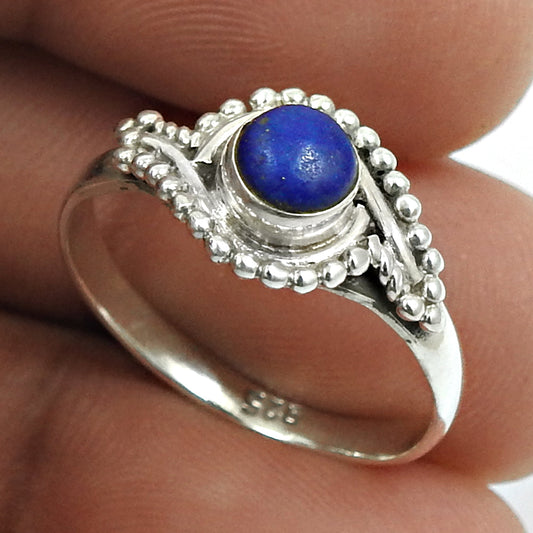 Gift For Woman 925 Silver Natural Lapis Lazuli Solitaire Ring A25