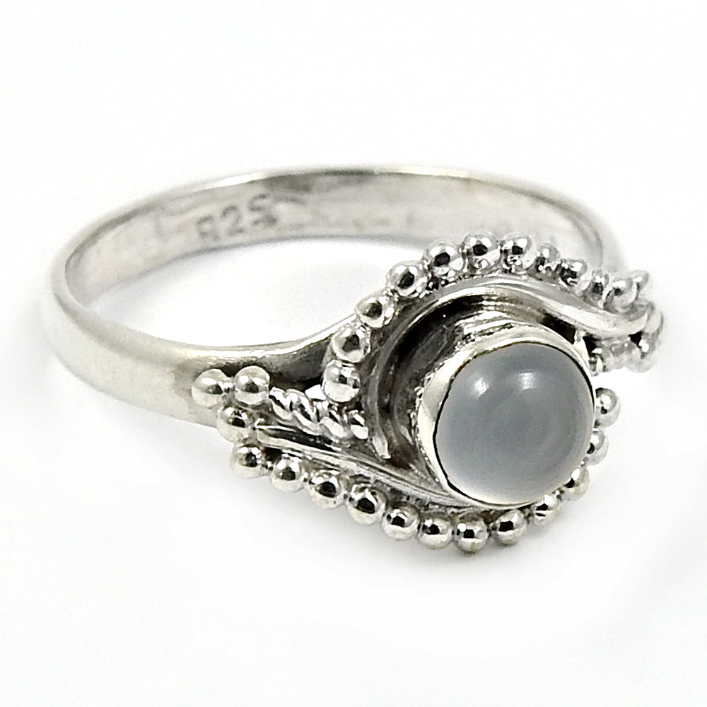 Gift For Her Natural Chalcedony Statement Bohemian Ring 925 Silver H25