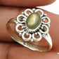 Sterling Silver Oval Labradorite Stone Tribal Art Deco Solitaire Ring