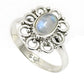 Natural Rainbow Moonstone Cocktail Tribal White Ring 925 Silver U25