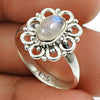 Natural Rainbow Moonstone Cocktail Tribal White Ring 925 Silver U25