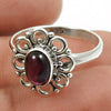 Gift For Her 925 Sterling Silver Natural Garnet Flower Ring Jewelry L9