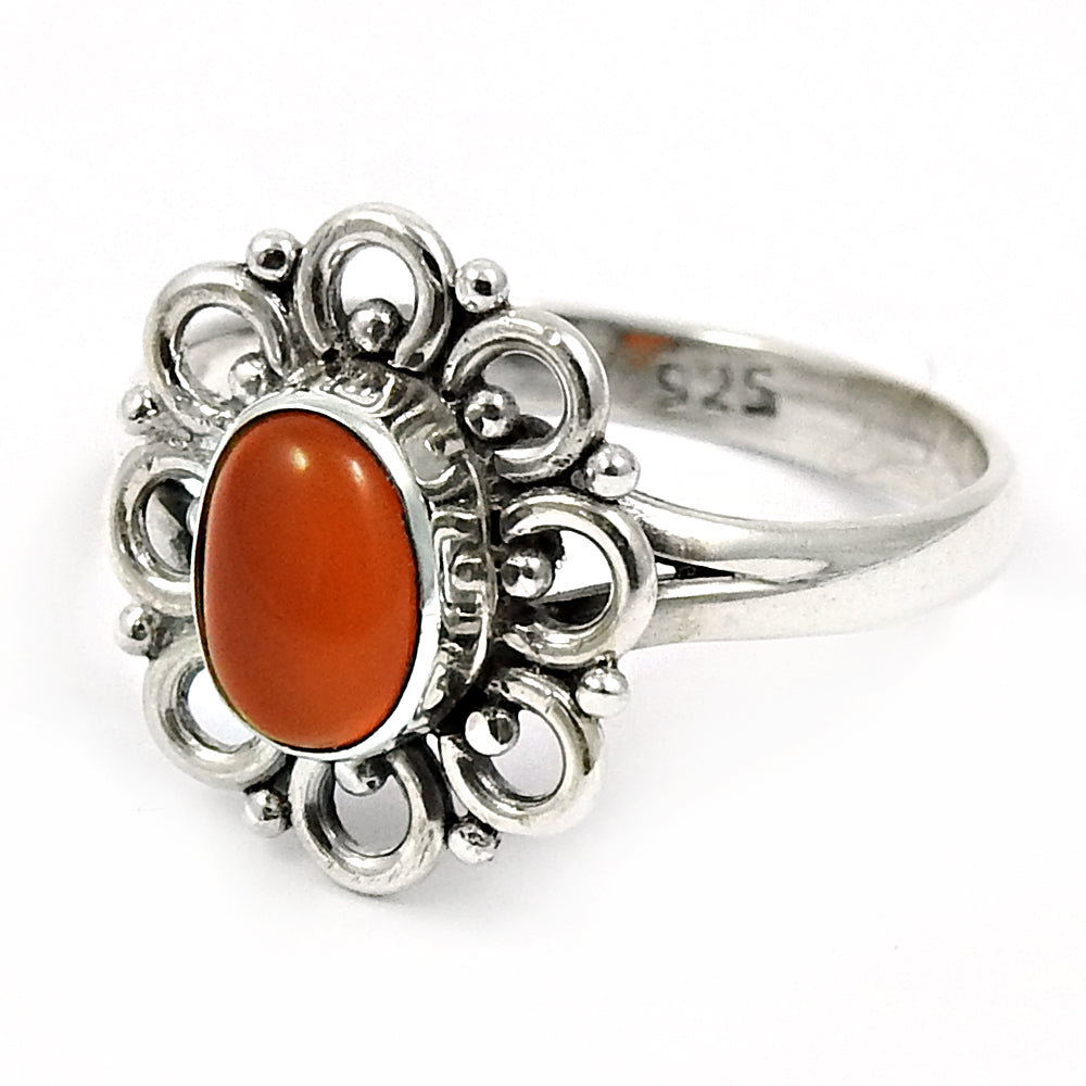 Gift For Woman 925 Silver Natural Carnelian Gemstone Ethnic Ring S43