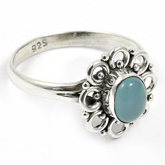 Natural Chalcedony 925 Silver Solitaire Boho Ring For Girls K26