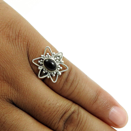 Natural Smoky Quartz Cocktail Tribal Ring 925 Silver For Women N27
