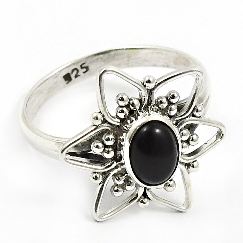 Wedding Gift For Her 925 Silver Natural Black Onyx Statement Tribal Ring S27