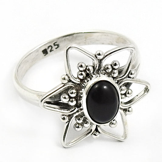 Wedding Gift For Her 925 Silver Natural Black Onyx Statement Tribal Ring S27
