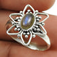 Natural Labradorite Solitaire Tribal Ring 925 Silver For Girls T26