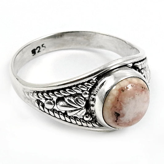 Natural Rhodochrosite 925 Silver Statement Vintage Ring For Women O29