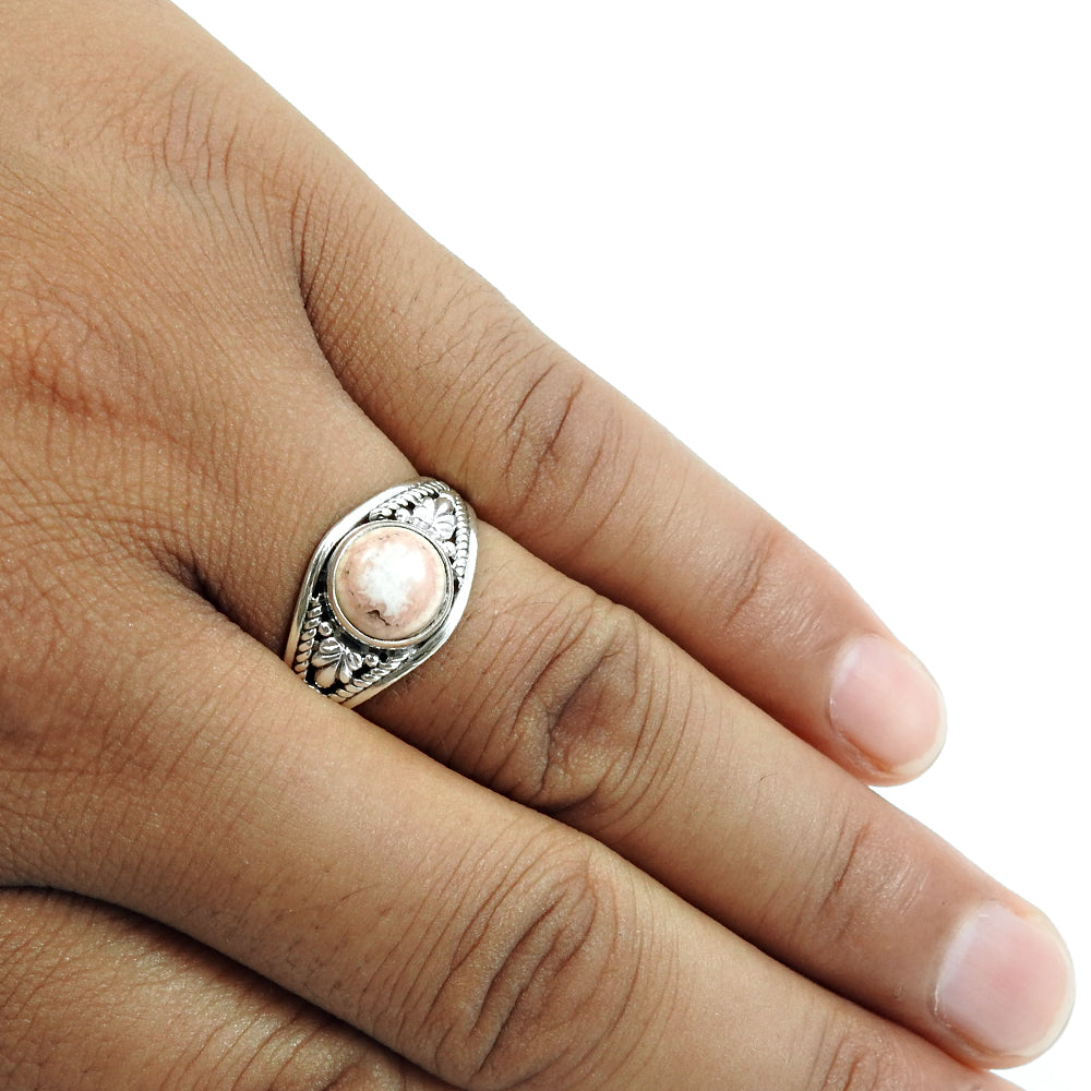 Natural Rhodochrosite 925 Silver Statement Vintage Ring For Women O29