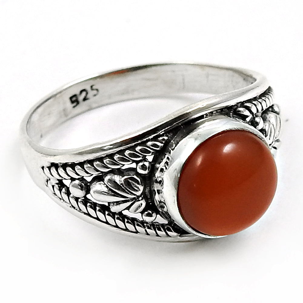 Gift For Woman 925 Silver Natural Carnelian Statement Ethnic Ring U29