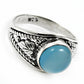 Gift For Women Cocktail Vintage Ring 925 Silver Natural Chalcedony Y29