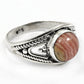 Natural Pink Rhodochrosite Proposal Ring 925 Silver Gift For Women O13