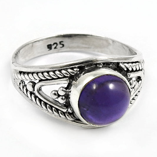Natural Amethyst Gemstone Cocktail Tribal Ring 925 Silver For Girls A4