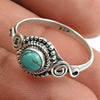 Gift For Women Cocktail Ethnic Ring 925 Silver Natural Turquoise T30