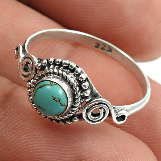 Gift For Women Cocktail Ethnic Ring 925 Silver Natural Turquoise T30