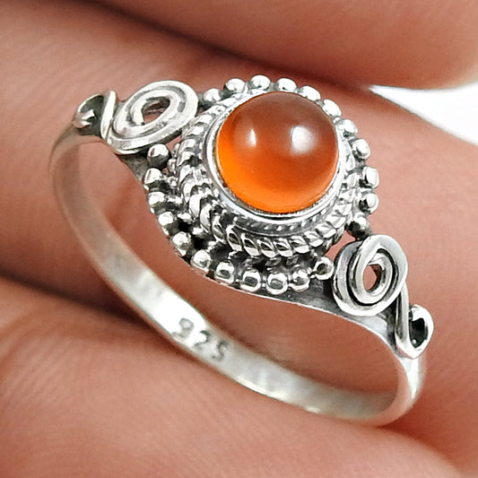 Natural Carnelian Gemstone Statement Ethnic Red Ring 925 Silver N31