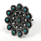 Natural Turquoise Oxidized Artisan Adjustable Ring 925 Silver Jewelry U5