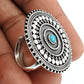 Natural Turquoise Antique Look Oxidized Adjustable Ring 925 Silver For Girls L10