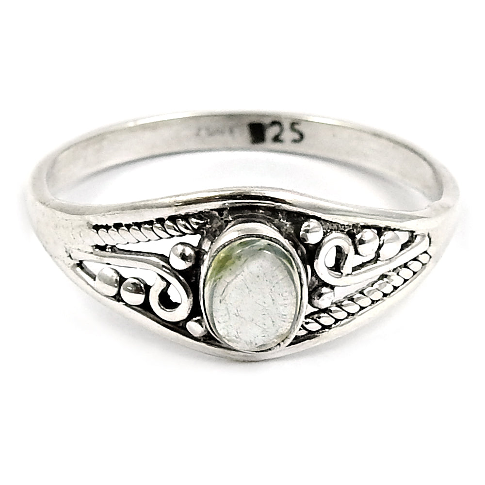 Natural White Tourmaline Gemstone Statement Boho Ring 925 Silver For Girls C23