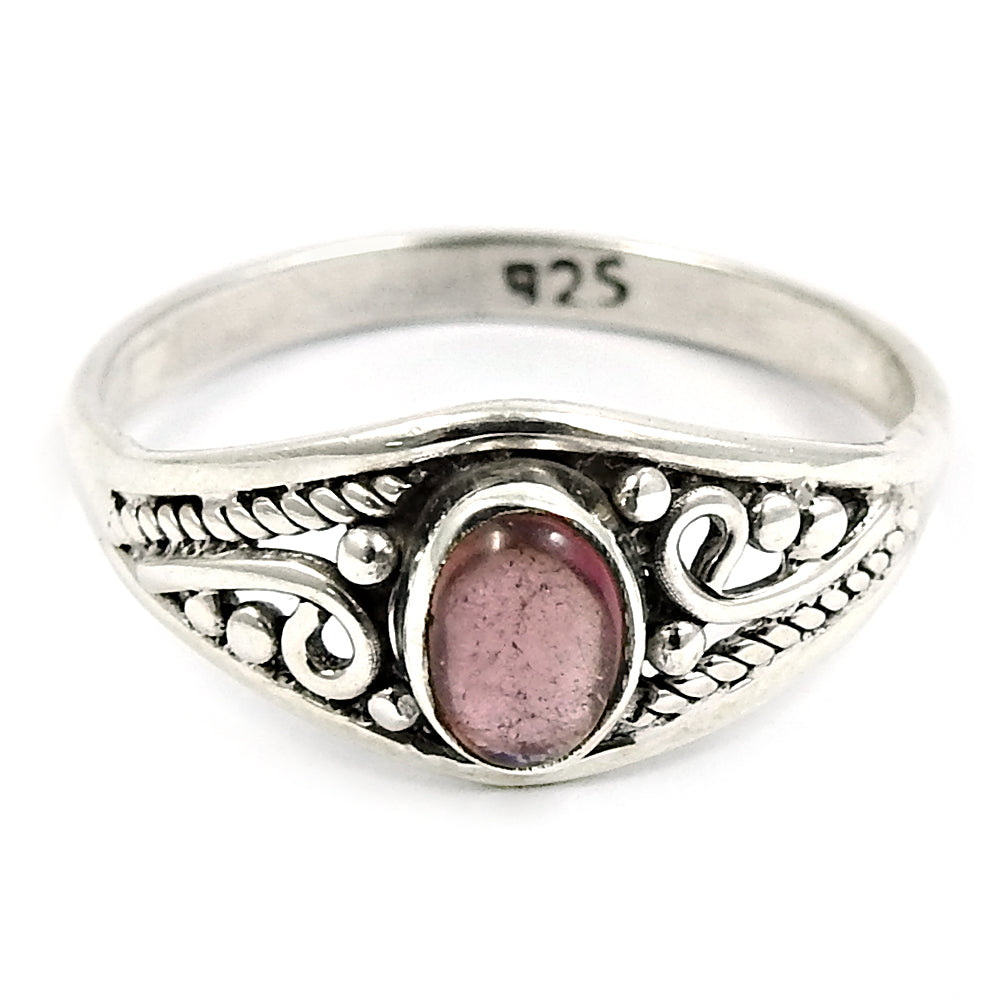 Natural Pink Tourmaline 925 Silver Statement Ethnic Ring For Women F99
