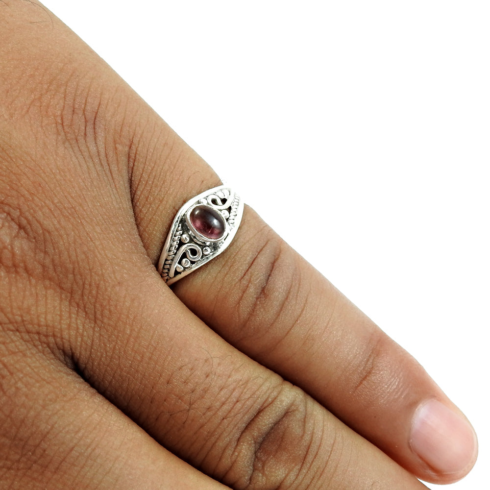 Natural Pink Tourmaline 925 Silver Statement Ethnic Ring For Women F99