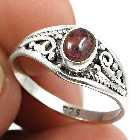 Natural Pink Tourmaline 925 Silver Statement Ethnic Ring For Women F99
