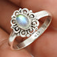 Natural Rainbow Moonstone Ethnic Ring 925 Silver Wholesale Jewelry X5