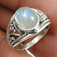 925 Sterling Silver Natural Rainbow Moonstone Statement Vintage Ring K59