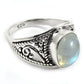 925 Sterling Silver Natural Rainbow Moonstone Statement Vintage Ring K59