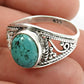 Gift For Her Natural Turquoise Statement Boho Ring 925 Silver N59