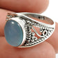 Natural Chalcedony 925 Silver Solitaire Ethnic Ring For Girls V59