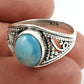 Sterling Silver Natural Larimar Vintage Bezel Statement Birthday Ring