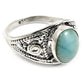 Oval Larimar Gemstone Art Deco Bezel Tribal Statement Ring Sterling Silver