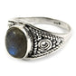 Natural Labradorite Gemstone 925 Silver Solitaire Boho Ring For Women X33