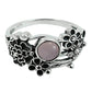Gift For Woman Natural Rose Quartz Cocktail Flower Ring 925 Silver N10