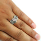 Gift For Woman Natural Rose Quartz Cocktail Flower Ring 925 Silver N10