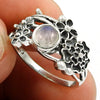 Natural Rainbow Moonstone Gemstone Statement Flower Ring 925 Silver O10