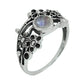 Natural Rainbow Moonstone Gemstone Statement Flower Ring 925 Silver O10