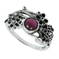 Natural Garnet Gemstone Solitaire Flower Ring 925 Silver For Women T13