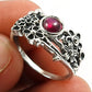 Natural Garnet Gemstone Solitaire Flower Ring 925 Silver For Women T13