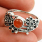 Gift For Woman Solitaire Flower Ring 925 Silver Natural Carnelian U13