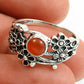 Gift For Woman Solitaire Flower Ring 925 Silver Natural Carnelian U13