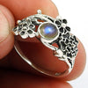 Natural Labradorite 925 Silver Cocktail Flower Ring For Girls E94